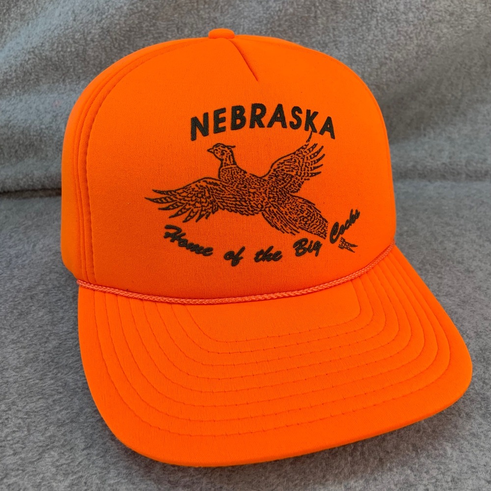 Nebraska Home of the Big Cocks Mens Orange Winner Trucker Hat Pheasant OSFA